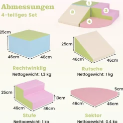 4 TLG. Schaumstoffbausteine zum Toben & Klettern Riesenbausteine Großbausteine