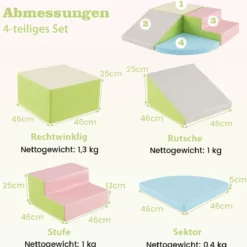 4 TLG. Schaumstoffbausteine zum Toben & Klettern Riesenbausteine Großbausteine