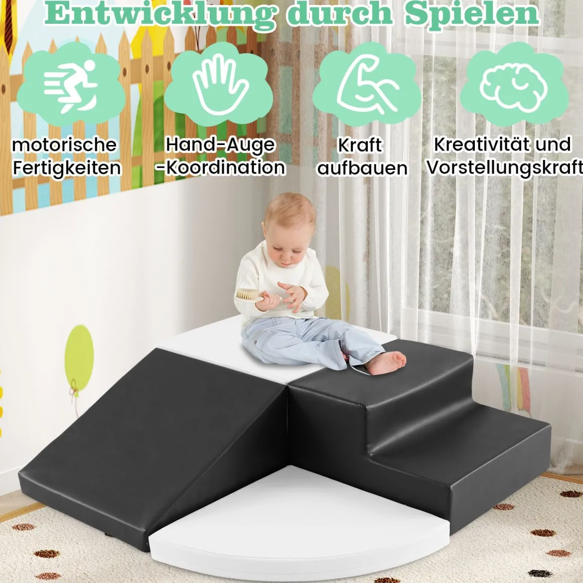 4 TLG. Schaumstoffbausteine zum Toben & Klettern Riesenbausteine Großbausteine