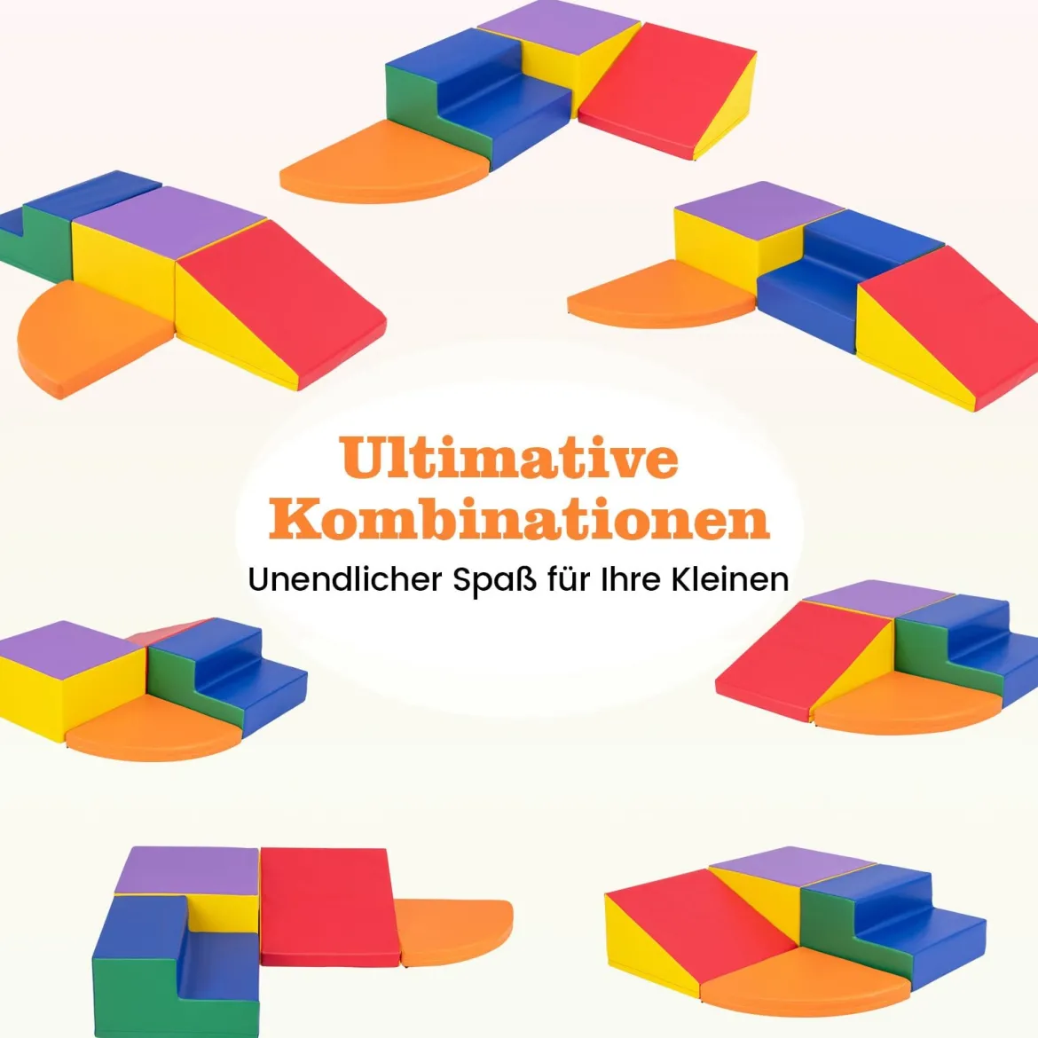 4 TLG. Schaumstoffbausteine zum Toben & Klettern Riesenbausteine Großbausteine