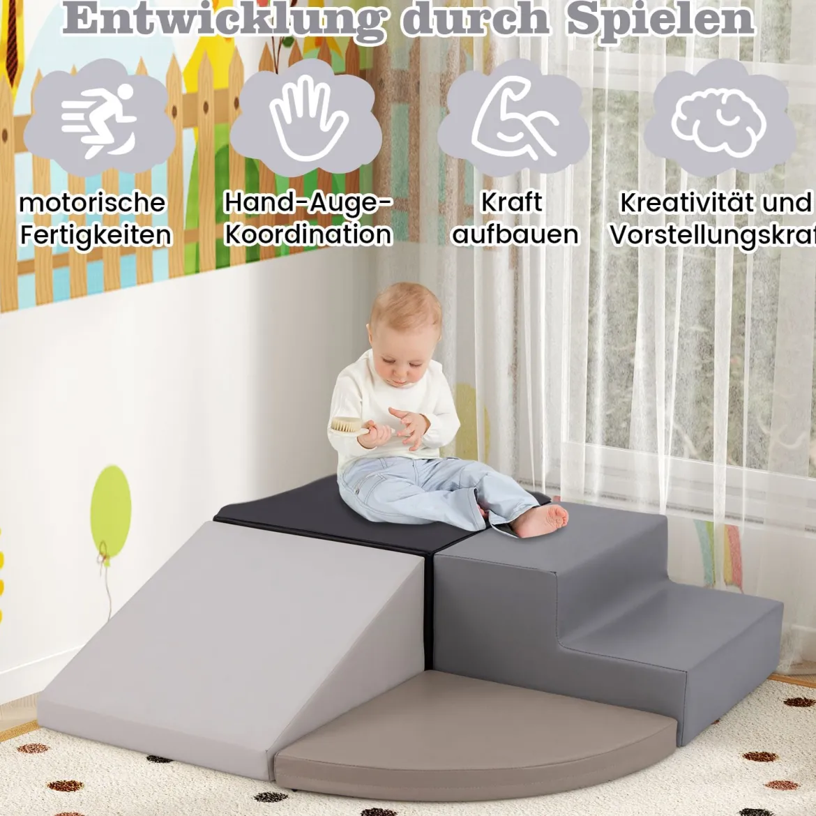 4 TLG. Schaumstoffbausteine zum Toben & Klettern Riesenbausteine Großbausteine