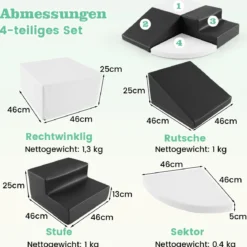 4 TLG. Schaumstoffbausteine zum Toben & Klettern Riesenbausteine Großbausteine