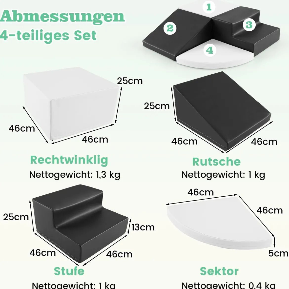 4 TLG. Schaumstoffbausteine zum Toben & Klettern Riesenbausteine Großbausteine
