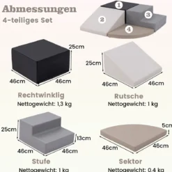 4 TLG. Schaumstoffbausteine zum Toben & Klettern Riesenbausteine Großbausteine