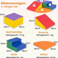 4 TLG. Schaumstoffbausteine zum Toben & Klettern Riesenbausteine Großbausteine