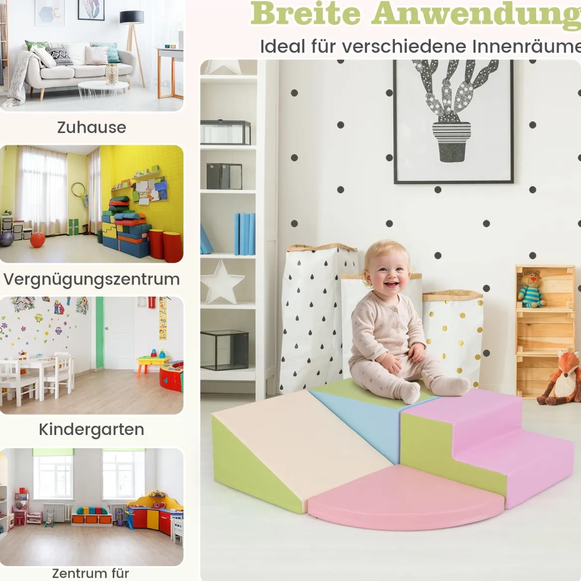 4 TLG. Schaumstoffbausteine zum Toben & Klettern Riesenbausteine Großbausteine