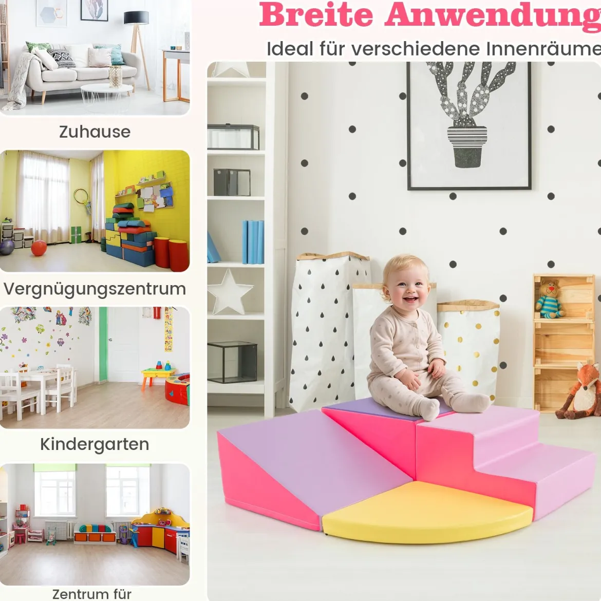 4 TLG. Schaumstoffbausteine zum Toben & Klettern Riesenbausteine Großbausteine