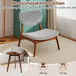 3 tlg. Sessel mit Beistelltisch Gepolstertes Loungesessel Set Kleiner Tisch mit 2 Stühlen Hellgrau