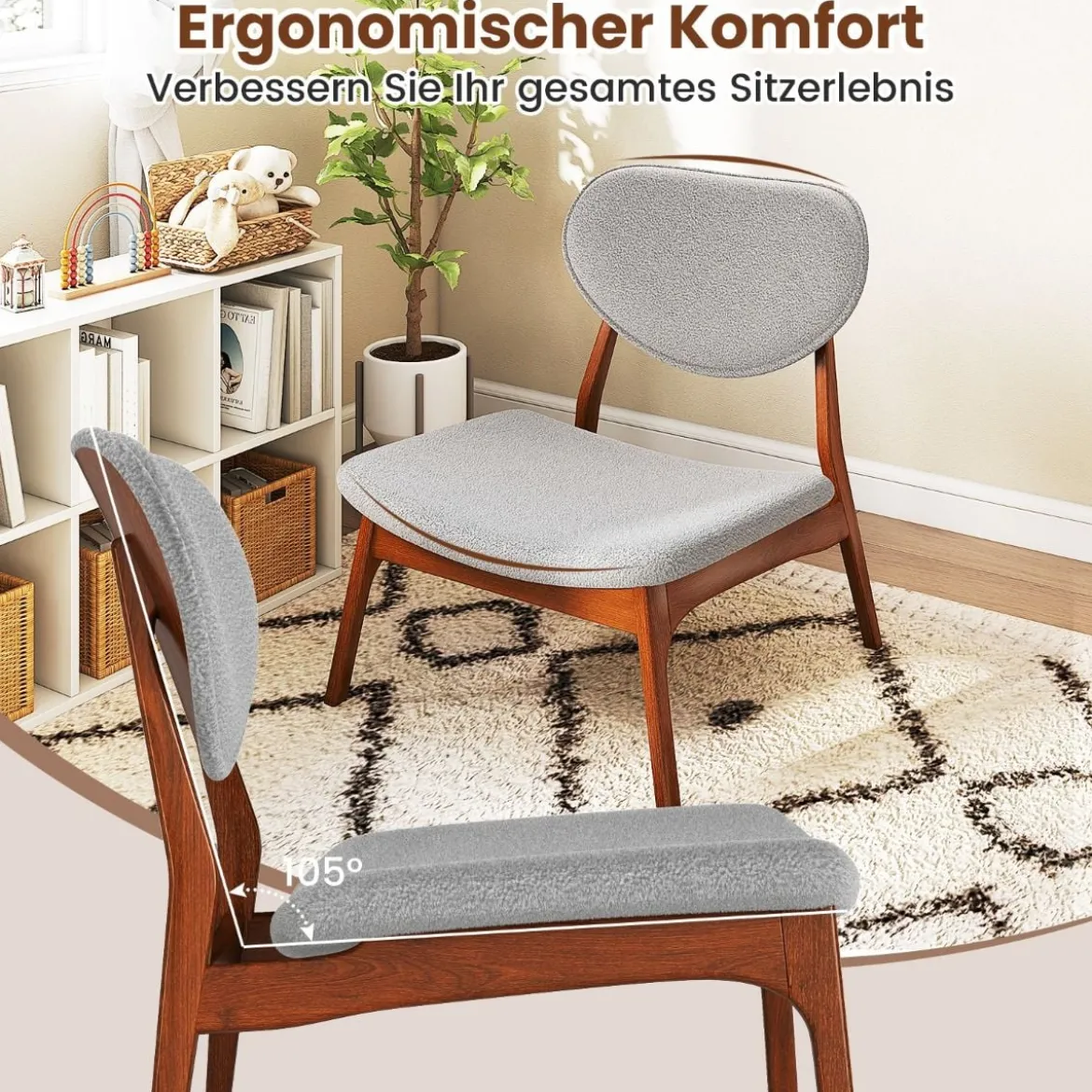 3 tlg. Sessel mit Beistelltisch Gepolstertes Loungesessel Set Kleiner Tisch mit 2 Stühlen Hellgrau