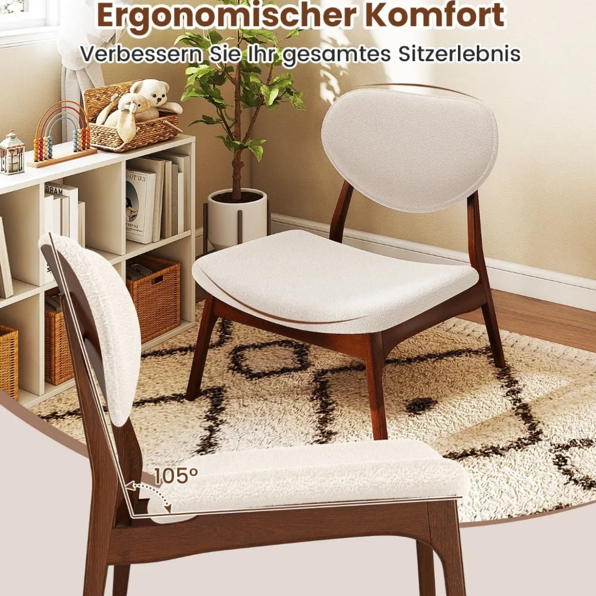 3 tlg. Sessel mit Beistelltisch Gepolstertes Loungesessel Set Kleiner Tisch mit 2 Stühlen Beige