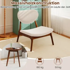 3 tlg. Sessel mit Beistelltisch Gepolstertes Loungesessel Set Kleiner Tisch mit 2 Stühlen Beige