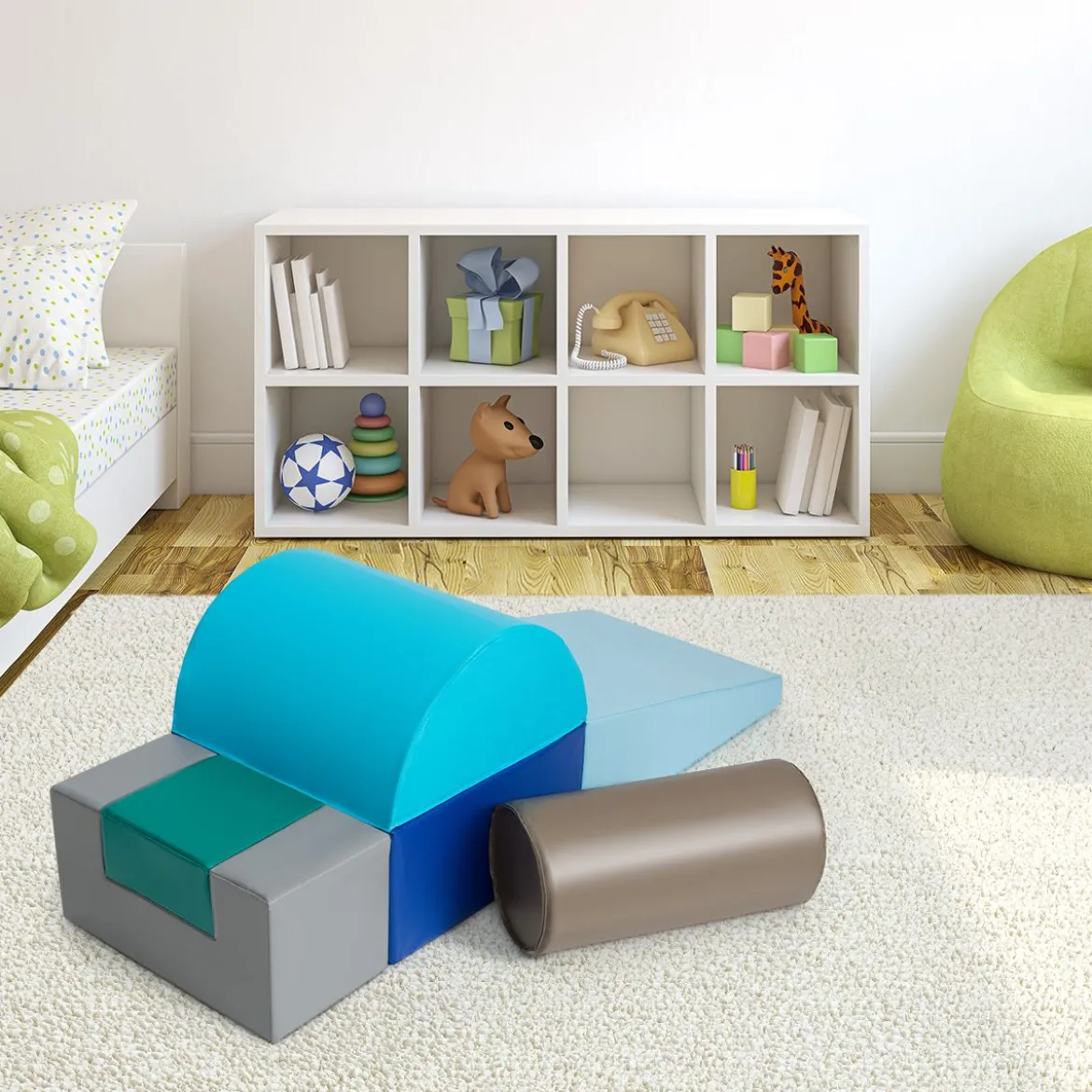 6 tlg.Softbausteine Kinder Großbausteine Riesenbausteine Schaumstoffbausteine Blau