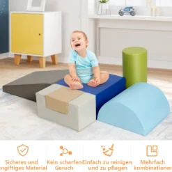 6 tlg. Softbausteine Kinder Großbausteine Riesenbausteine Schaumstoffbausteine Braun