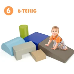 6 tlg. Softbausteine Kinder Großbausteine Riesenbausteine Schaumstoffbausteine Braun