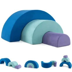 3-TLG. Softbausteine Schaumstoffbausteine zum Klettern & Krabbeln Kletterbogen Blau