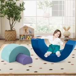 3-TLG. Softbausteine Schaumstoffbausteine zum Klettern & Krabbeln Kletterbogen Blau