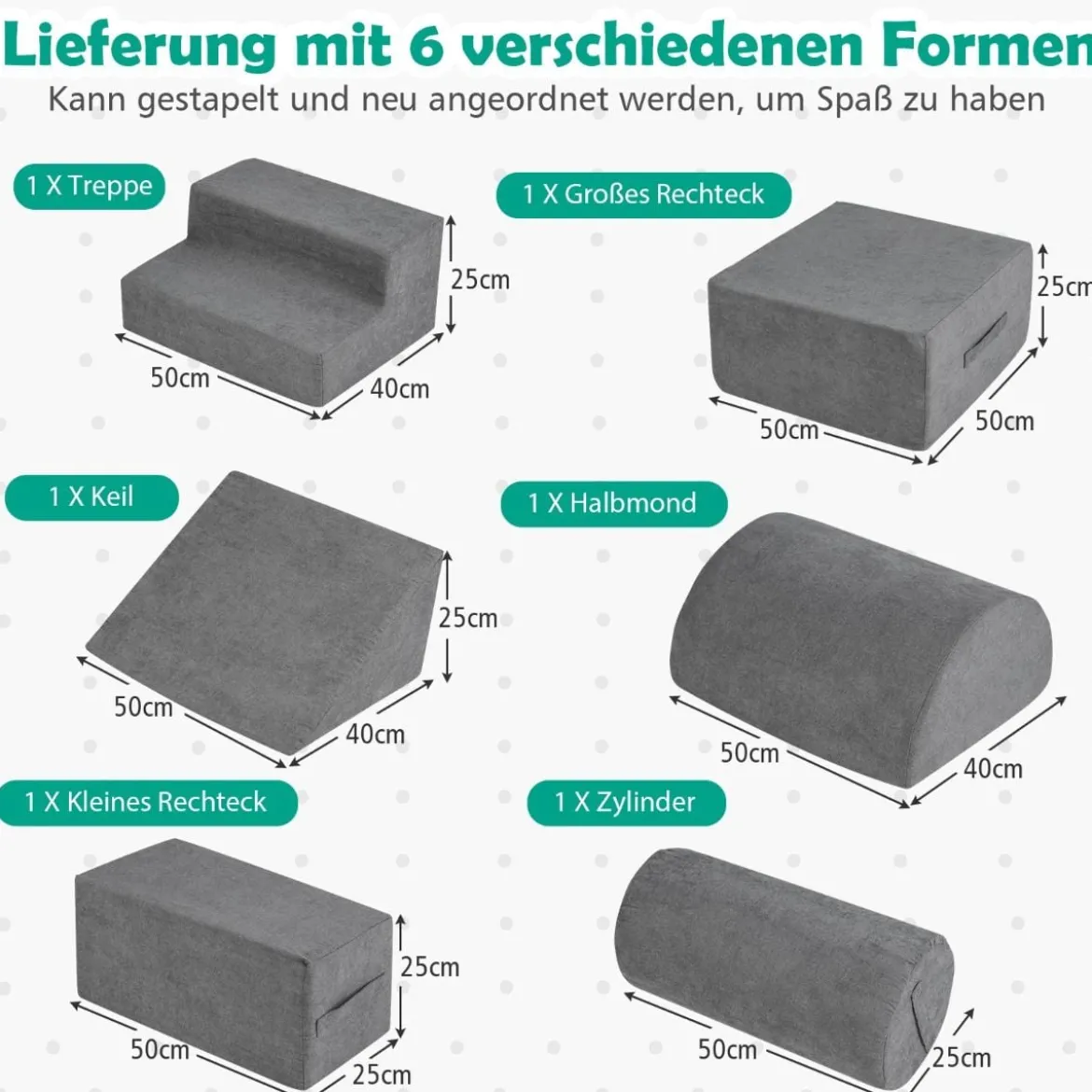 6-TLG. Softbausteine zum Klettern & Krabbeln Schaumstoffbausteine Riesenbausteine