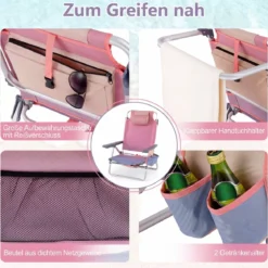 3 tlg. Strandstuhl & Tisch Set mit Verstellbarer Rückenlehne Outdoor Liegestühle