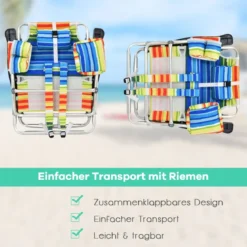 3 tlg. Strandstuhl & Tisch Set mit Verstellbarer Rückenlehne Outdoor Liegestühle