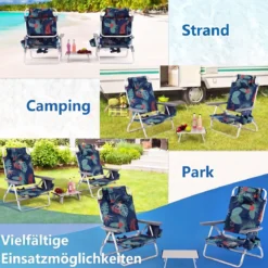 3 tlg. Strandstuhl & Tisch Set mit Verstellbarer Rückenlehne Outdoor Liegestühle