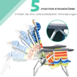 3 tlg. Strandstuhl & Tisch Set mit Verstellbarer Rückenlehne Outdoor Liegestühle
