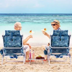 3 tlg. Strandstuhl & Tisch Set mit Verstellbarer Rückenlehne Outdoor Liegestühle