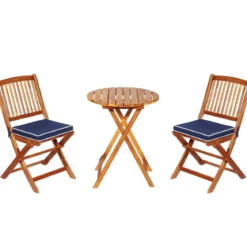 3-TLG. Terrassenmöbel-Set mit Rundem Tisch & 2 Stühlen & 2 Kissen Ergonomische Sitzgarnitur