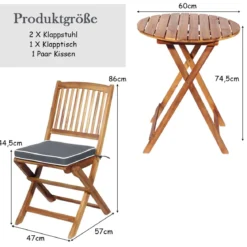 3-TLG. Terrassenmöbel-Set mit Rundem Tisch & 2 Stühlen & 2 Kissen Ergonomische Sitzgarnitur