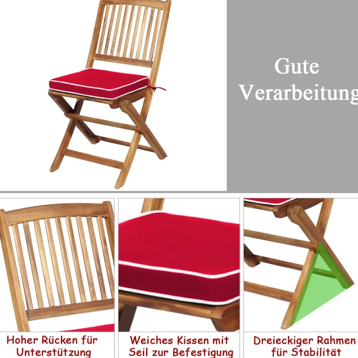 3-TLG. Terrassenmöbel-Set mit Rundem Tisch & 2 Stühlen & 2 Kissen Ergonomische Sitzgarnitur