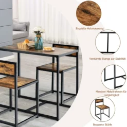 3 tlg. Tischgruppe Essgruppe Bartisch-Set Küchentisch Esstisch Tisch + 2 Stühle Antik