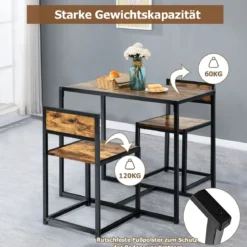 3 tlg. Tischgruppe Essgruppe Bartisch-Set Küchentisch Esstisch Tisch + 2 Stühle Antik