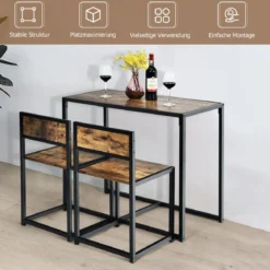 3 tlg. Tischgruppe Essgruppe Bartisch-Set Küchentisch Esstisch Tisch + 2 Stühle Antik