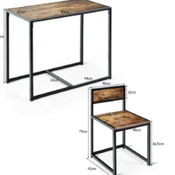 3 tlg. Tischgruppe Essgruppe Bartisch-Set Küchentisch Esstisch Tisch + 2 Stühle Antik