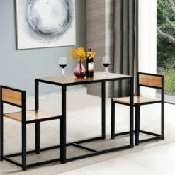 3 tlg. Tischgruppe Essgruppe Bartisch-Set Küchentisch Esstisch Tisch + 2 Stühle Natur