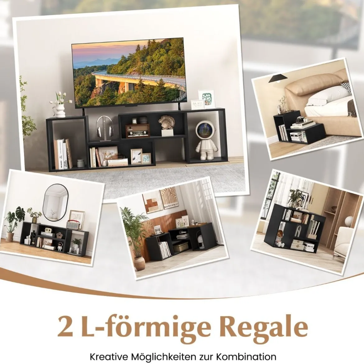 2 tlg. TV-Schrank Freie Kombination Fernsehtisch für Fernseher bis zu 60 Zoll Fernsehschrank