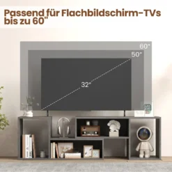 2 tlg. TV-Schrank Freie Kombination Fernsehtisch für Fernseher bis zu 60 Zoll Fernsehschrank