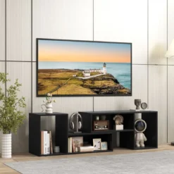 2 tlg. TV-Schrank Freie Kombination Fernsehtisch für Fernseher bis zu 60 Zoll Fernsehschrank