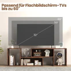 2 tlg. TV-Schrank Freie Kombination Fernsehtisch für Fernseher bis zu 60 Zoll Fernsehschrank