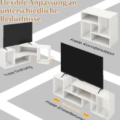 2 tlg. TV-Schrank Freie Kombination Fernsehtisch für Fernseher bis zu 60 Zoll Fernsehschrank