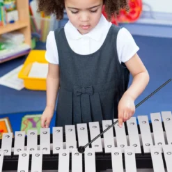 32 Tönen Xylophon Glockenspiel mit Verstellbarem Ständer & Schlägeln und Tragetasche Alu