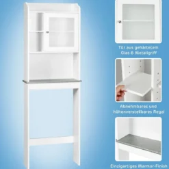 Toilettenregal Badezimmer-Platzsparer mit verstellbaren Ebenen 59 x 19 x 173 cm Weiß