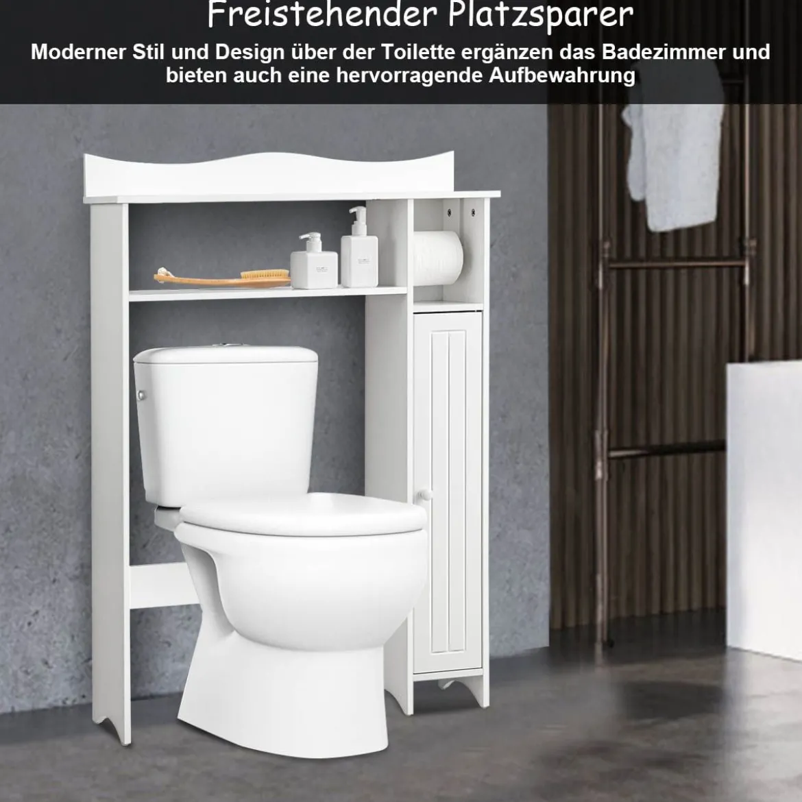 Toilettenregal Überbauregal Badezimmerregal Toilettenschrank Weiß