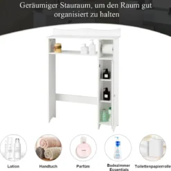 Toilettenregal Überbauregal Badezimmerregal Toilettenschrank Weiß