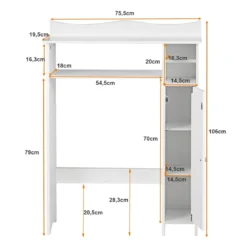 Toilettenregal Überbauregal Badezimmerregal Toilettenschrank Weiß