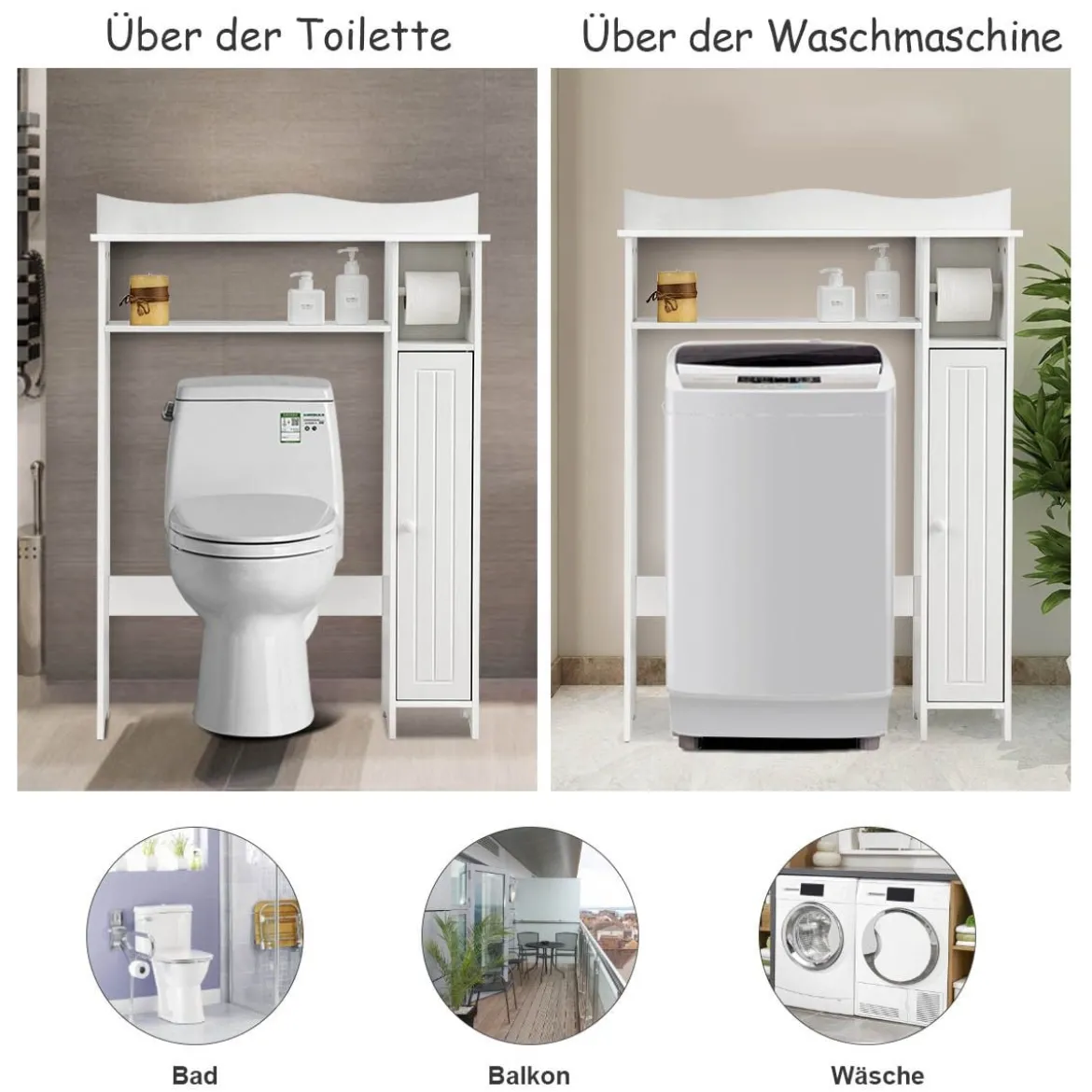 Toilettenregal Überbauregal Badezimmerregal Toilettenschrank Weiß