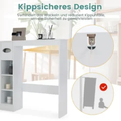 Toilettenregal Platzsparender Badezimmerschrank mit Verstellbaren Regalen Weiß