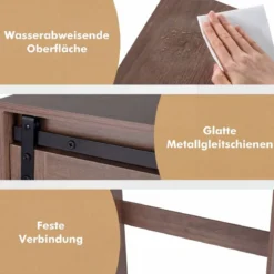 Toilettenschrank aus Holz Toilettenregal mit Schiebetür 84 x 17 x 128 cm Braun