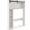 Toilettenschrank aus Holz Toilettenregal mit Schiebetür 84 x 17 x 128 cm Weiß