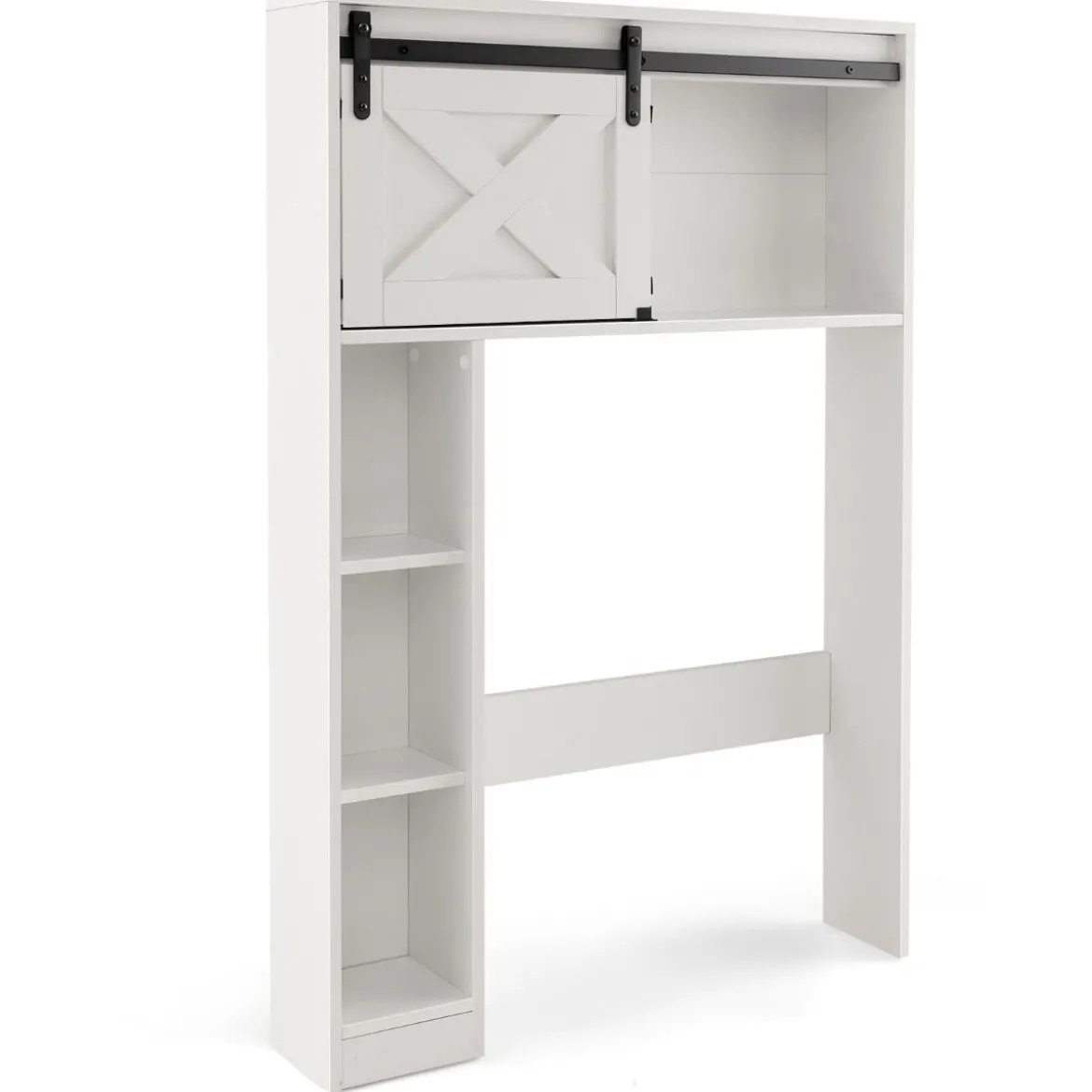 Toilettenschrank aus Holz Toilettenregal mit Schiebetür 84 x 17 x 128 cm Weiß