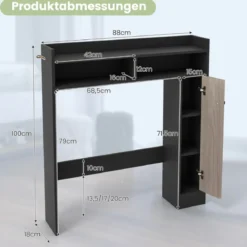 Toilettenschrank Bad Überbauschrank mit Verstellbaren Regalböden Toilettenständer